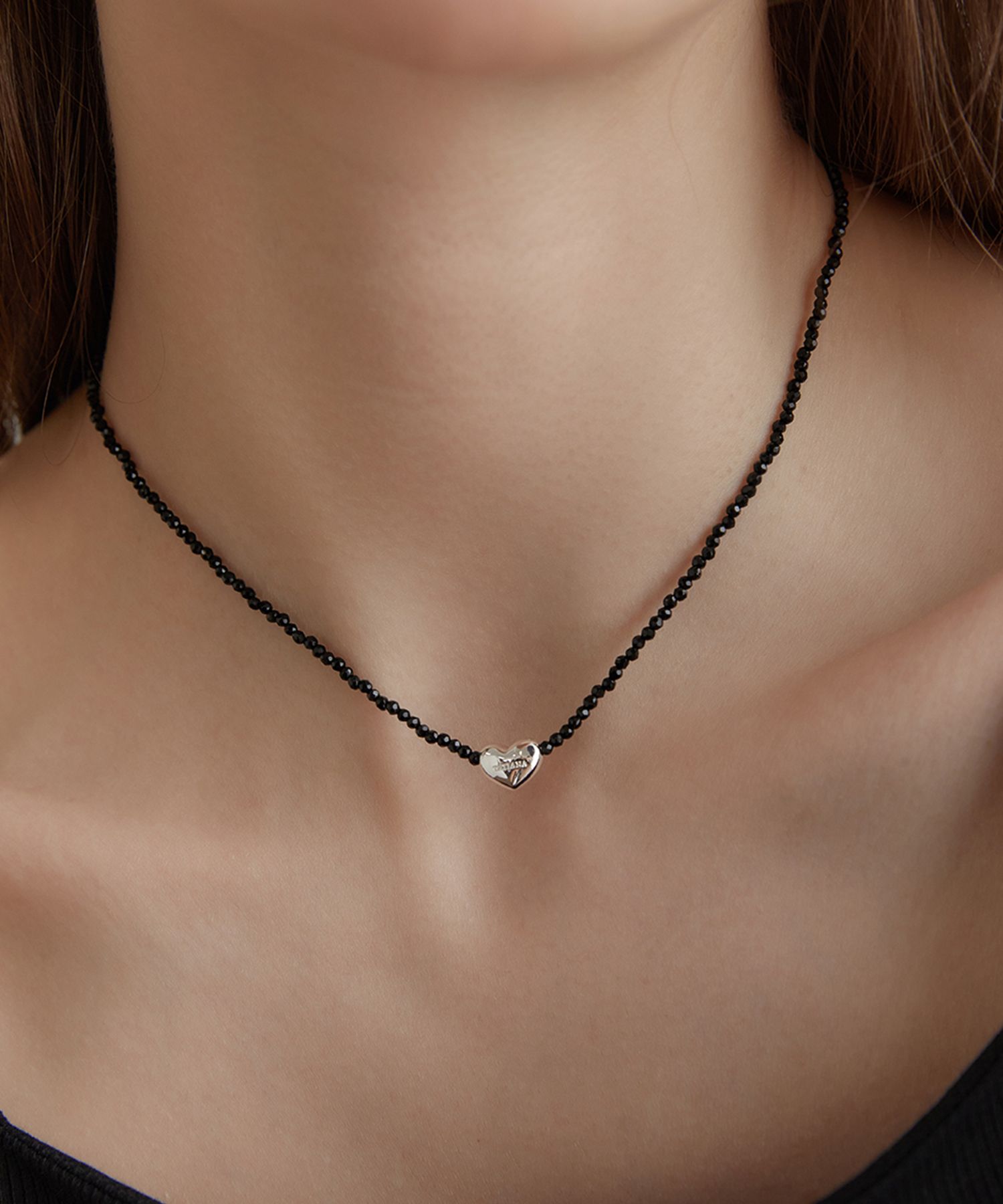 ☆TATIANA☆ Silver 925 Sweet Heart Beads Necklace NZ2135 MUSINSA | TATIANA (Silver 925) Sweet Heart Beads Necklace NZ2135