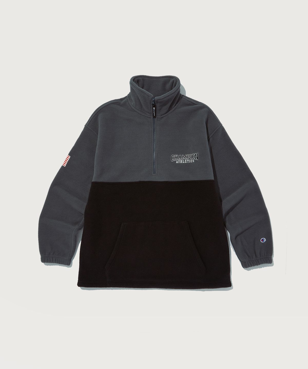 챔피온(CHAMPION) 플리스 하프 집업 티셔츠 Charcoal Grey