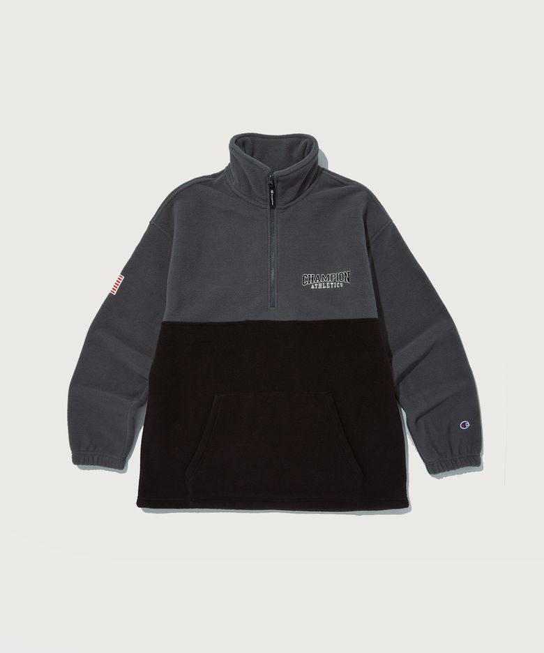 플리스 하프 집업 티셔츠 Charcoal Grey