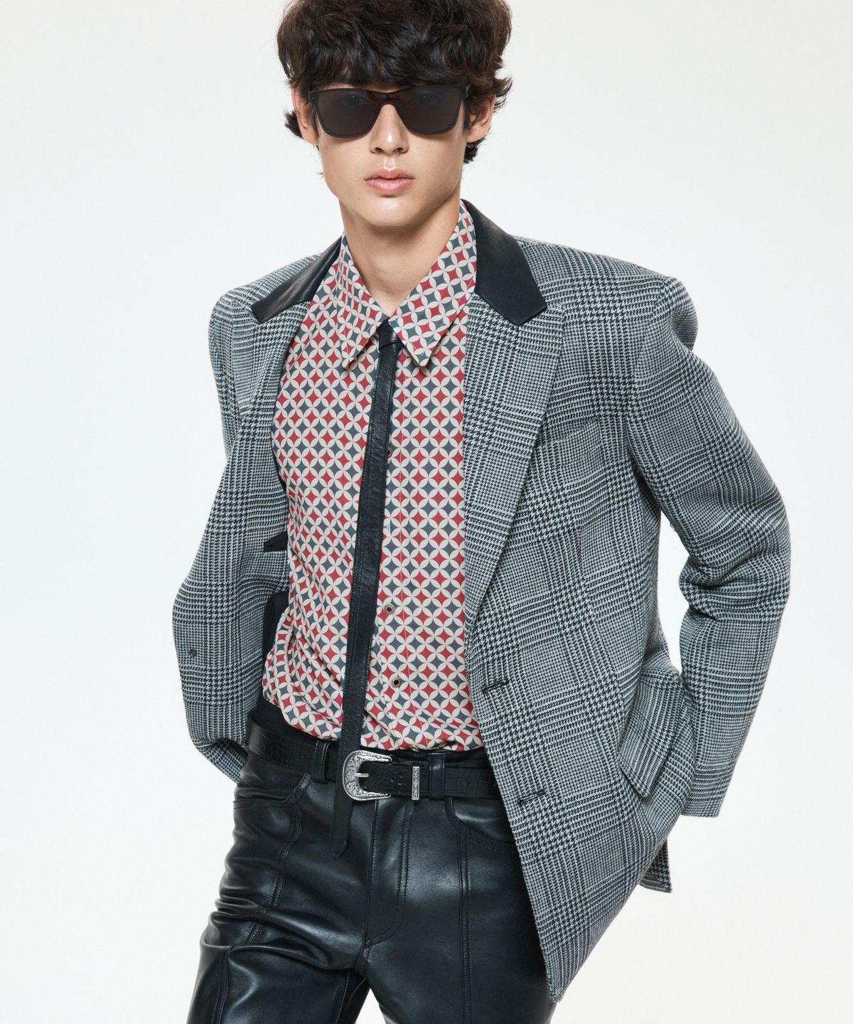 언티지(UNTAGE) 울 하운드투스 체크 블레이저(UNISEX)_UTH-FB91