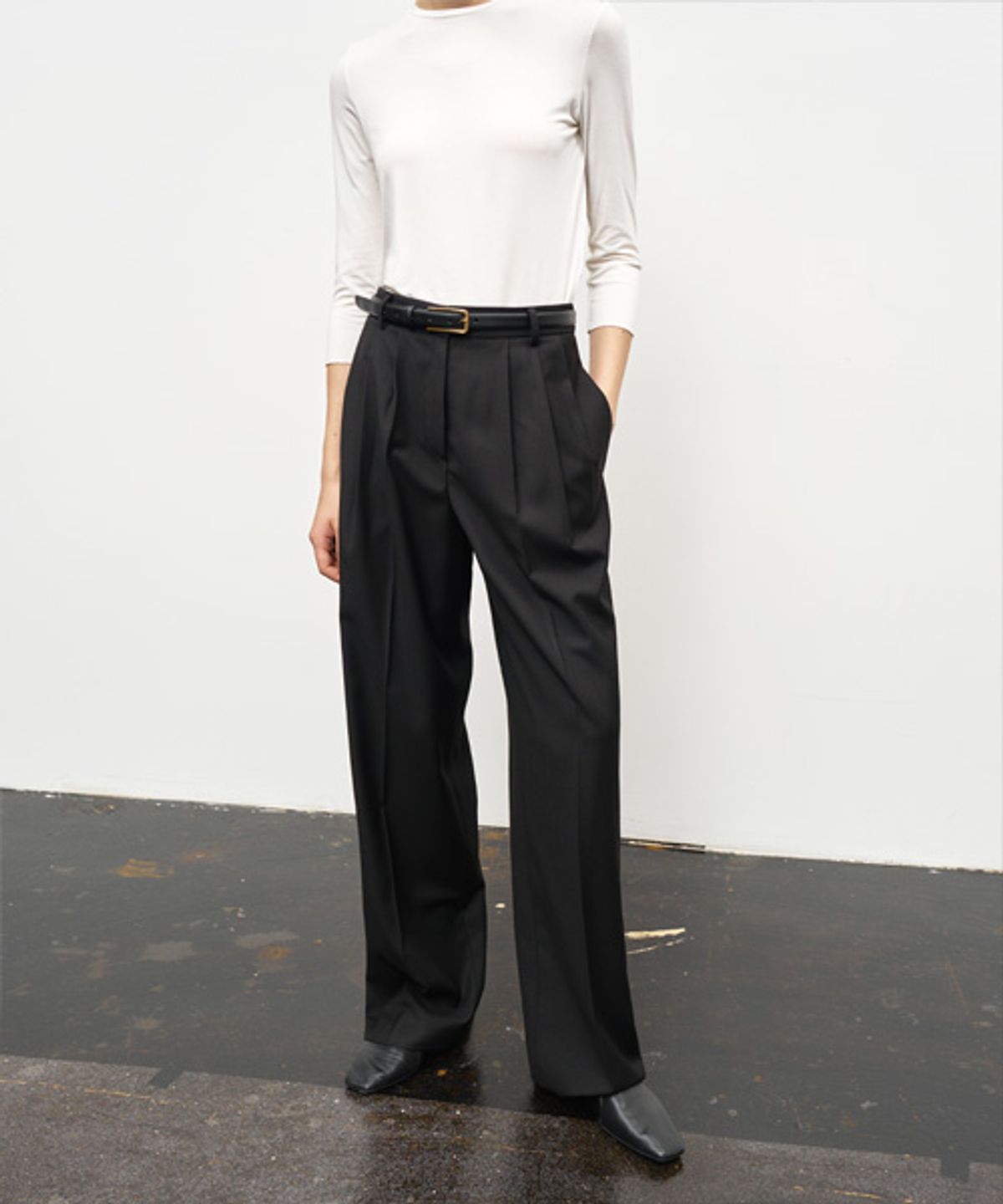 리디피(RIDIFI) HIGH-WAIST WOOL BLEND LONG WIDE SLACKS_BLACK