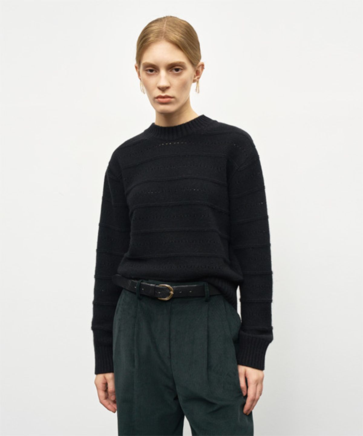 리디피(RIDIFI) CROCHET POINT CASHMERE SWEATER_BLACK