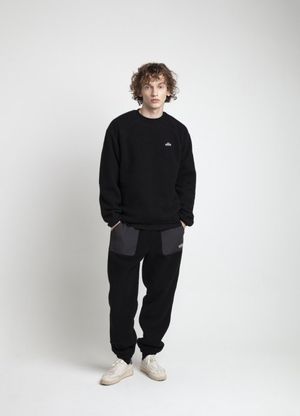 유니 플리스 맨투맨_BLACK