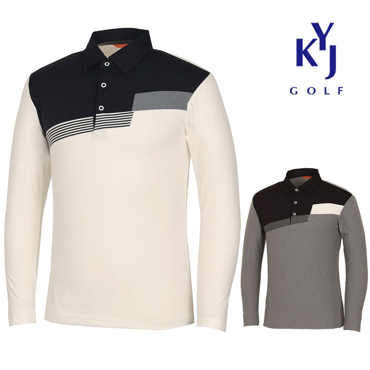 김영주 골프(KIM YOUNG JOO GOLF) 남성 터치 기모 엣지 라인 카라 골프 티셔츠 KNWMTS54
