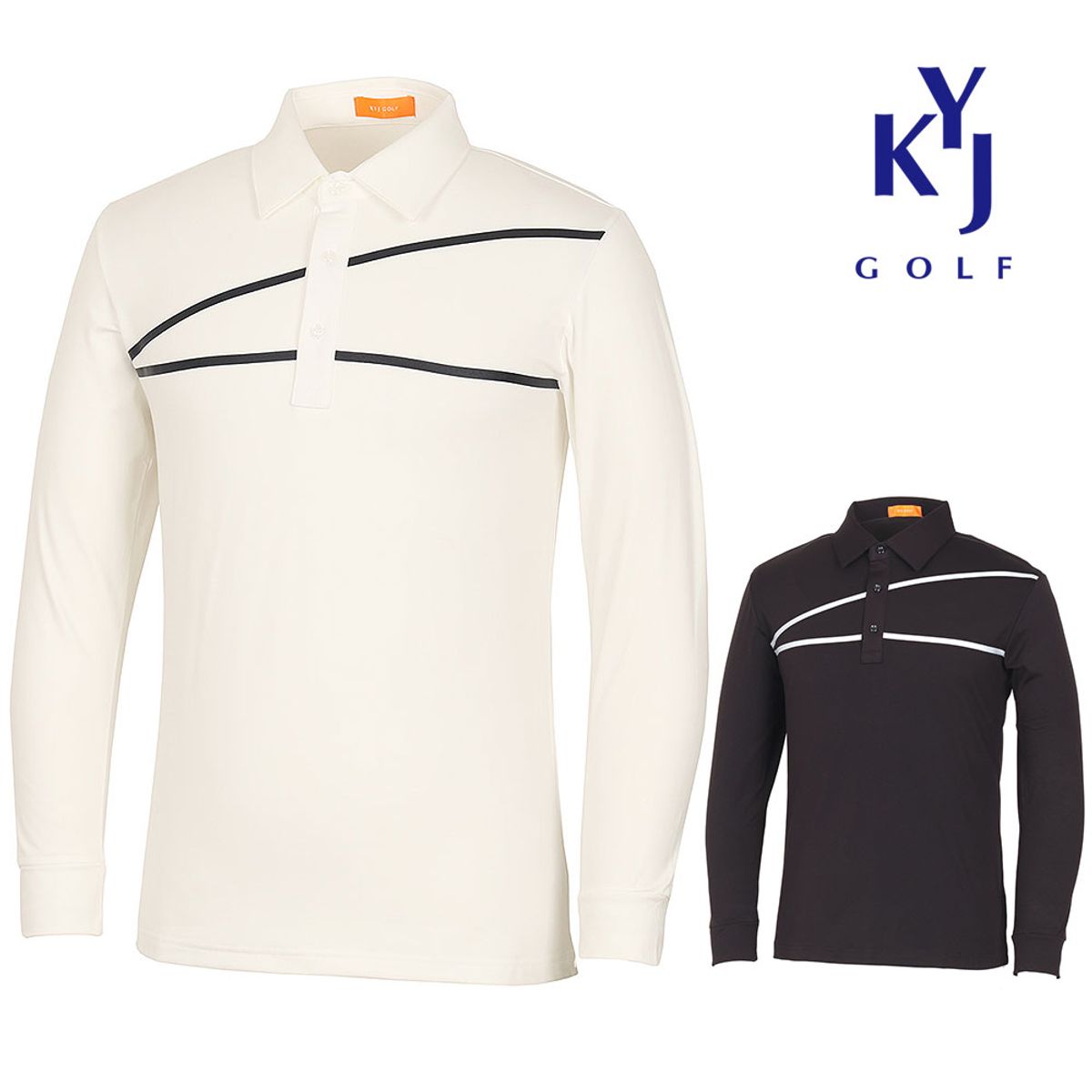 김영주 골프(KIM YOUNG JOO GOLF) 남성 약기모 슬라이 사선 카라 골프 티셔츠 KNWMTS57