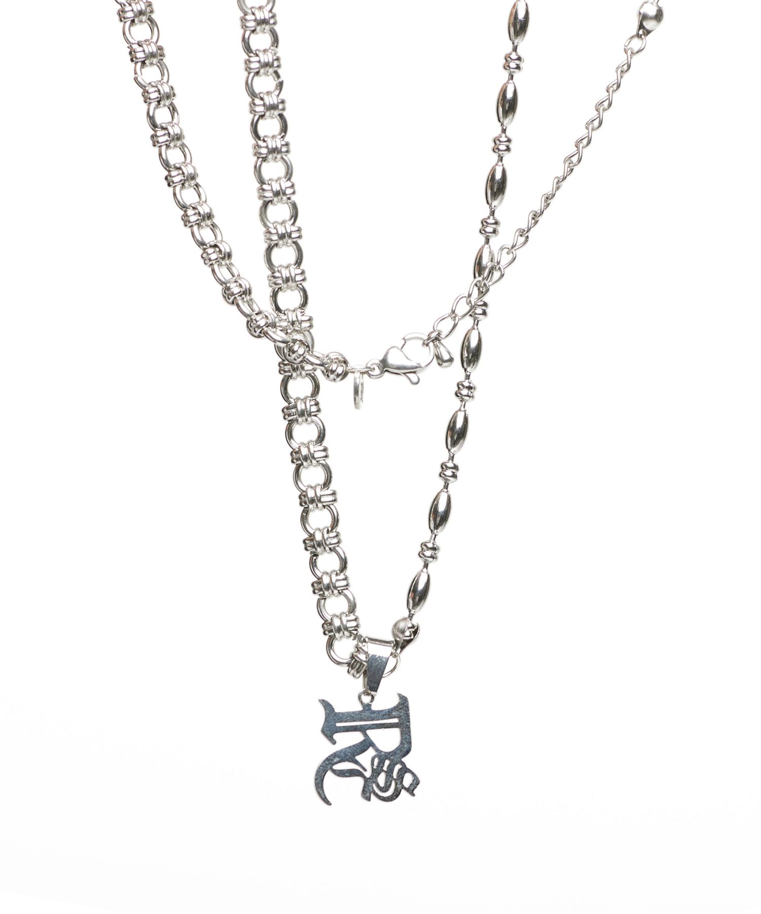 MUSINSA | RSSC CHAIN MIXED LOGO NECKLACE - SURGICAL STEEL
