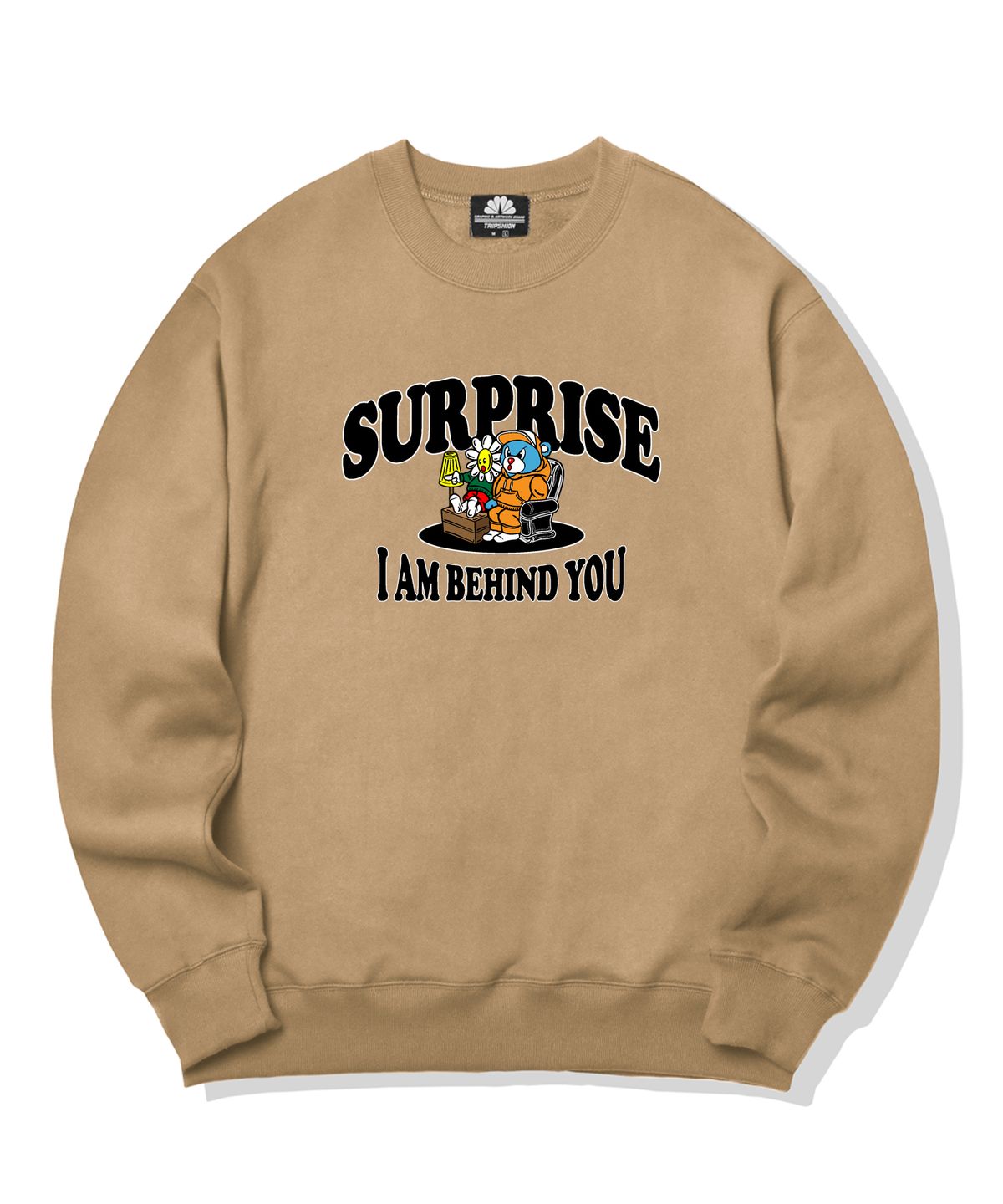 트립션(TRIPSHION) SURPRISE DUO GRAPHIC 크루넥 - 베이지