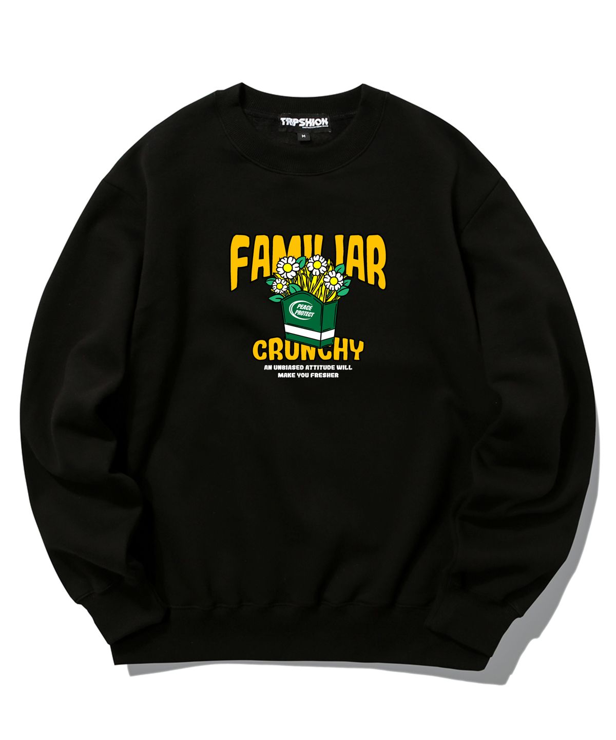 트립션(TRIPSHION) FAMILIAR CRUNCH GRAPHIC 크루넥 - 블랙