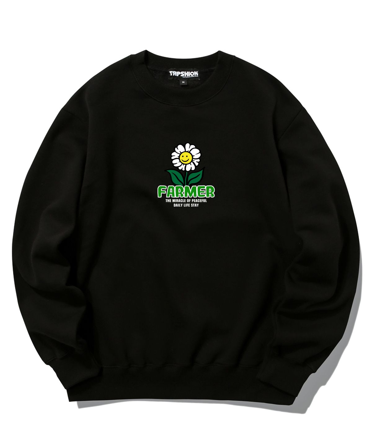 트립션(TRIPSHION) FARMER FLOWER GRAPHIC 크루넥 - 블랙