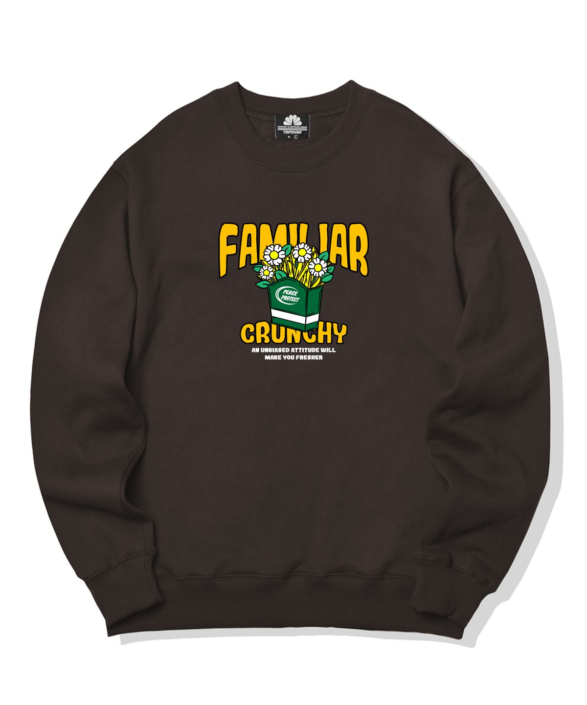 트립션(TRIPSHION) FAMILIAR CRUNCH GRAPHIC 크루넥 - 브라운