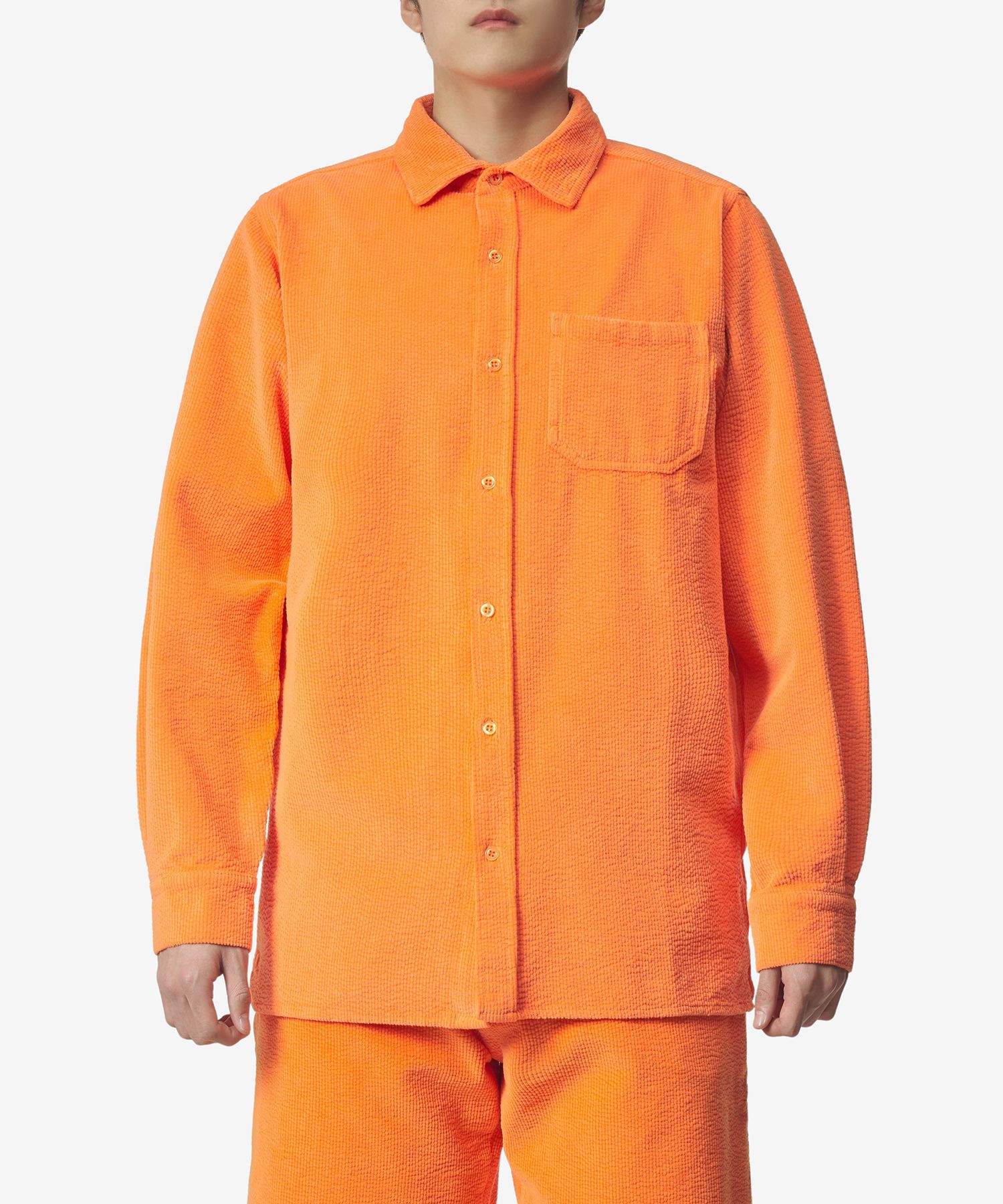 Tシャツ・カットソー ERL SS23 Orange corduroy shirt (ERL06B002 ORANGE) MUSINSA公式 | ERL Logo Embroidery Corduroy Shirt - Orange