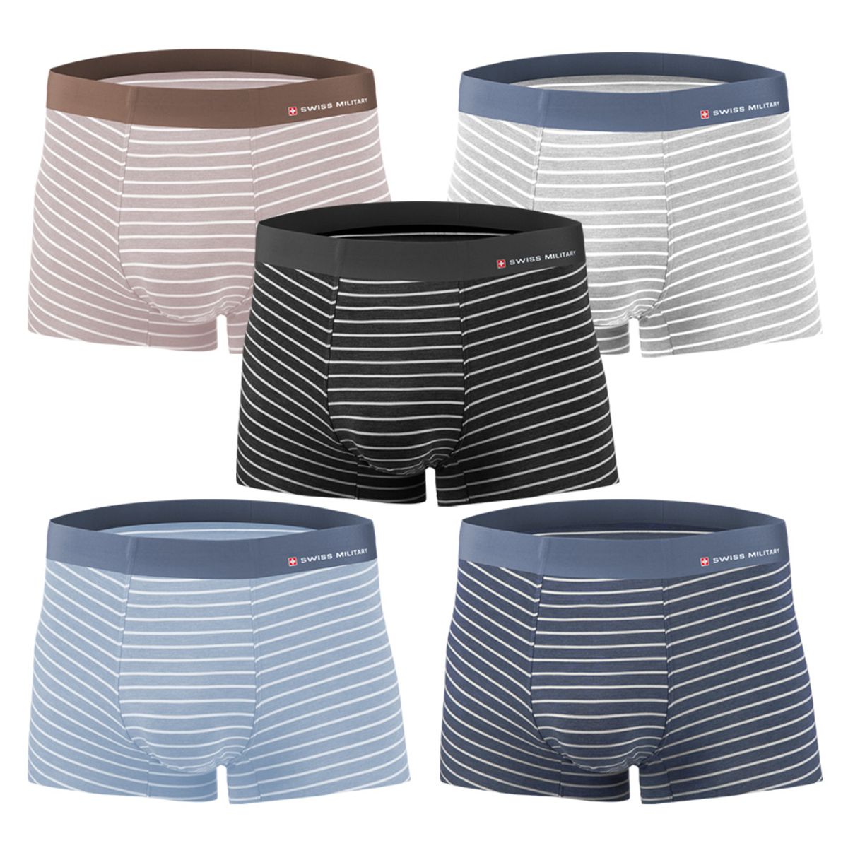 스위스밀리터리 언더웨어(SWISS MILITARY UNDERWEAR) 모달 스트라이프 심리스 남자팬티 5장세트