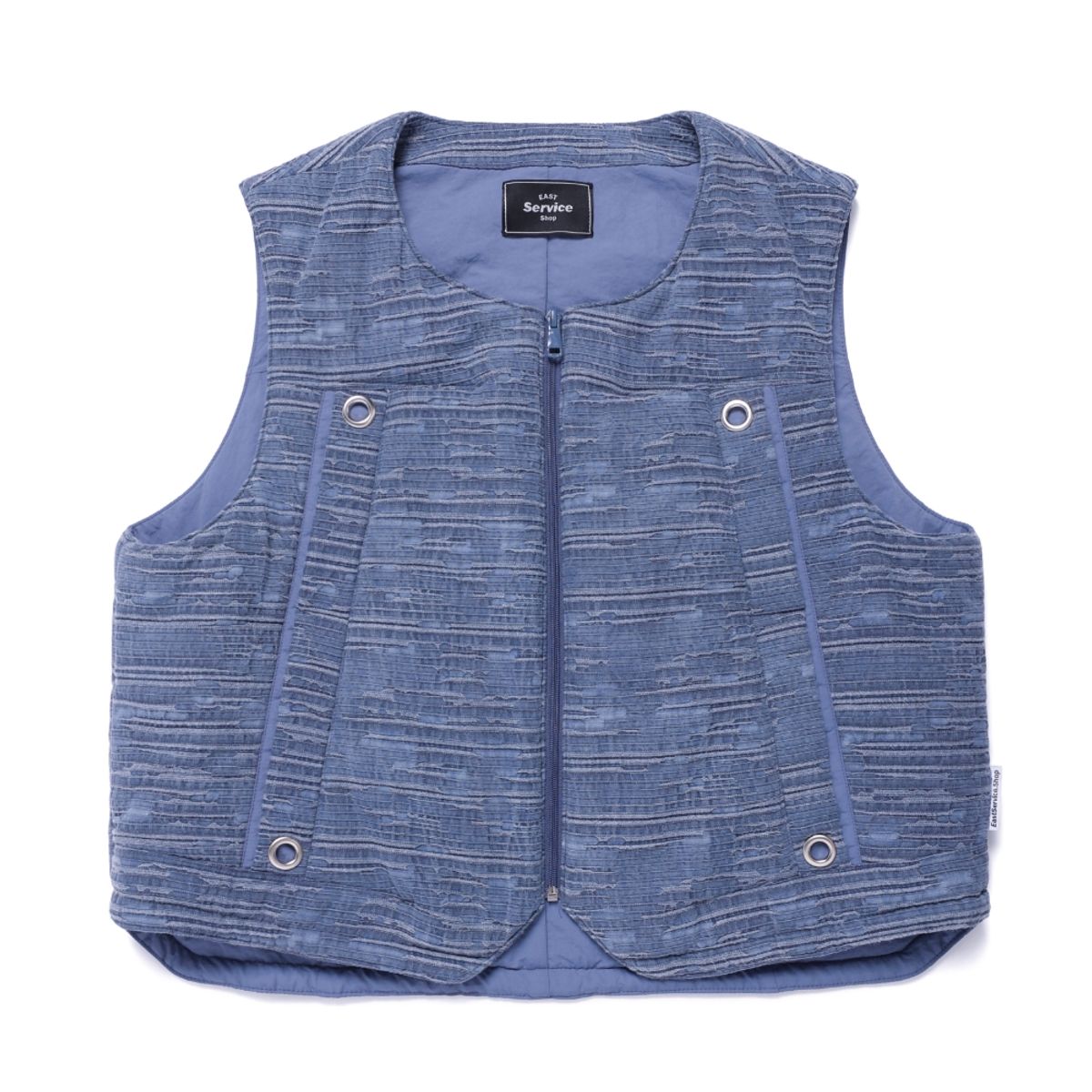 이스트서비스샵(eastserviceshop) Linen Dyed Padded Vest - Blue