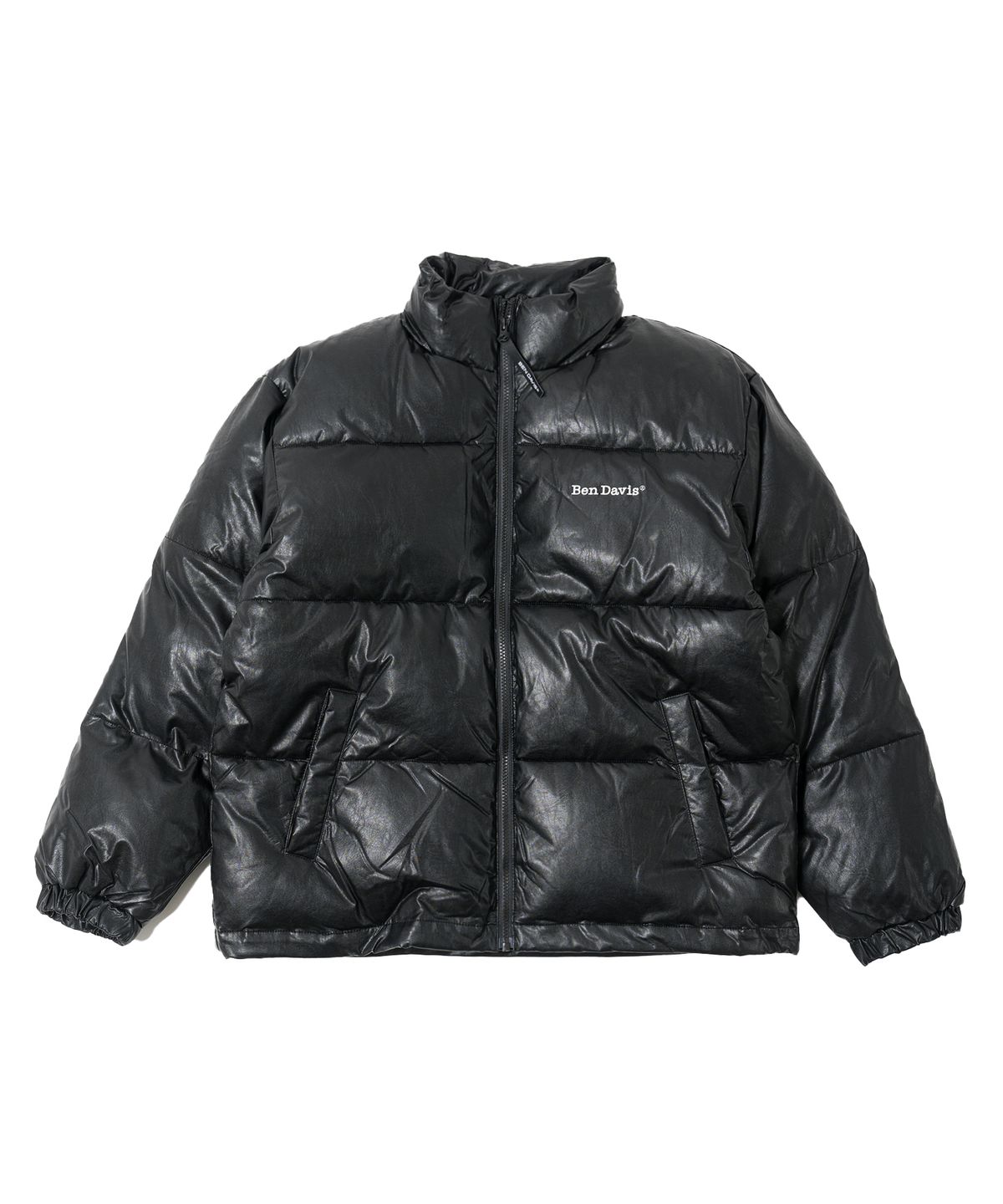 벤 데이비스(BEN DAVIS) WHITE LABEL FAUX LEATHER PUFFER JACKET BLACK