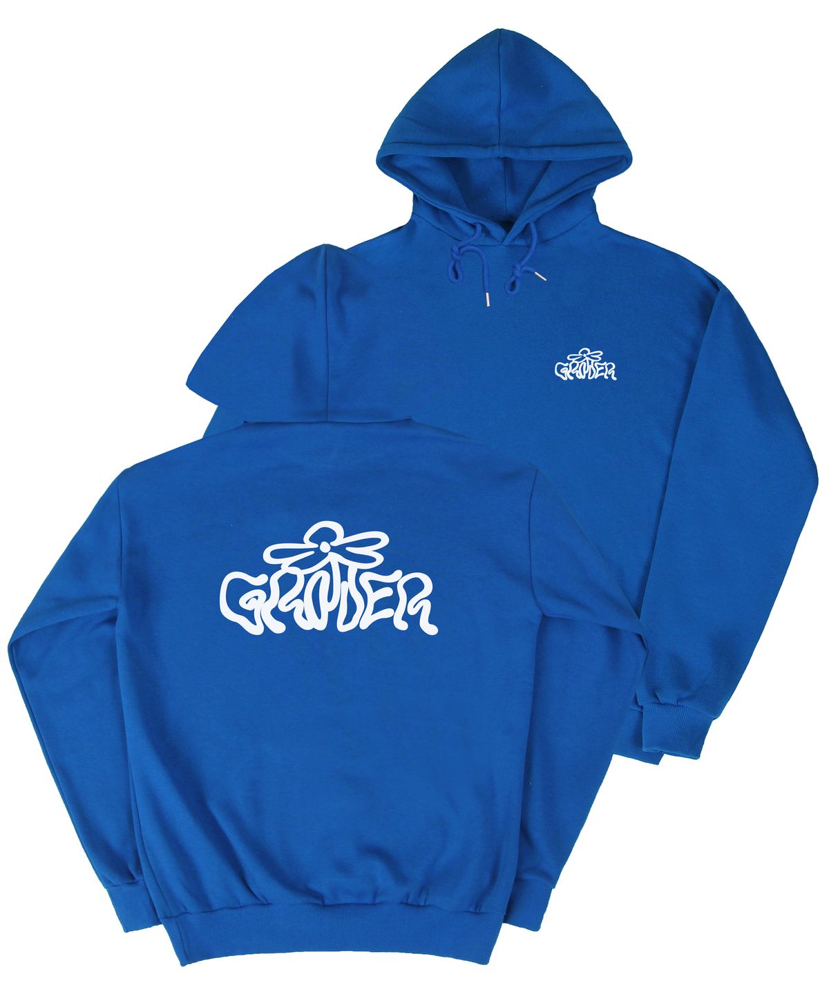 그레이버(GRAVER) [UNISEX]웨이브 로고 플라워 후드티_코발트블루