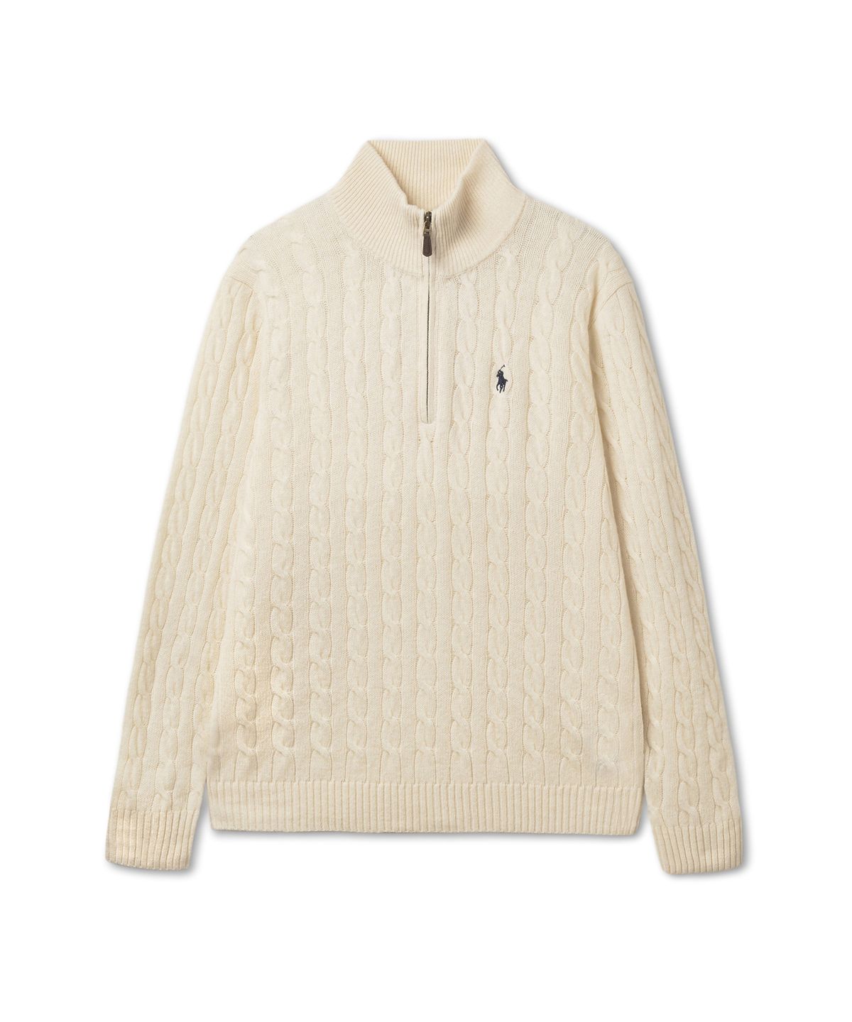 폴로 랄프 로렌(POLO RALPH LAUREN) 케이블 니트 울 캐시미어 지퍼 스웨터 - 아이보리