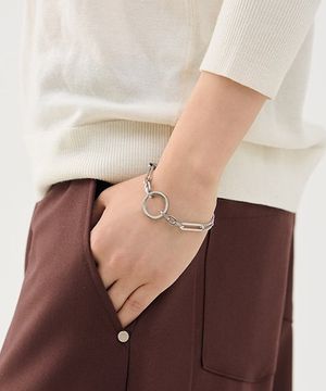 유니섹스 써지컬 스틸 라운드 링 레이어드 체인 팔찌