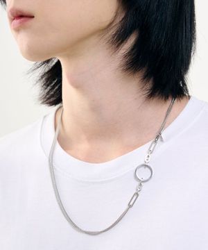 유니섹스 써지컬 스틸 라운드 링 레이어드 체인 목걸이