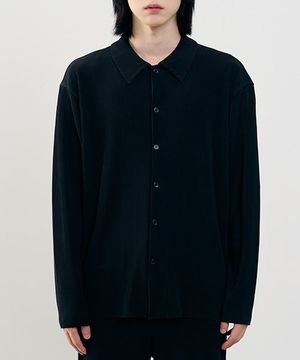 세미 오버 플리츠 셔츠 [BLACK]