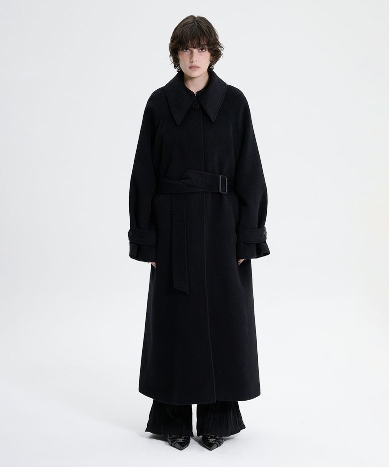 Traum Balmacaan Long Coat [ Black ]