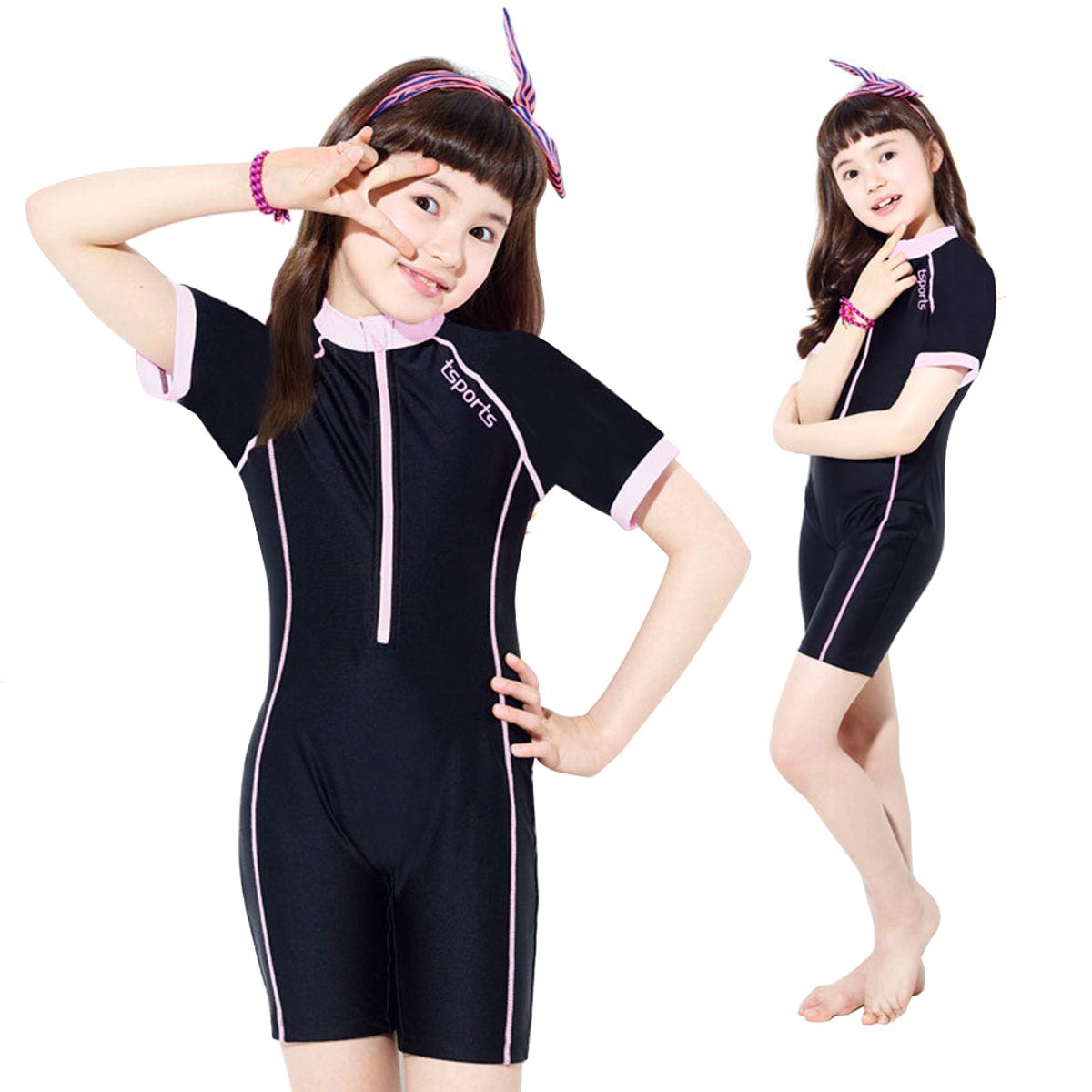 티에스스포츠(TS SPORTS) 여아동 수영복 반신 3부 원피스 M23014