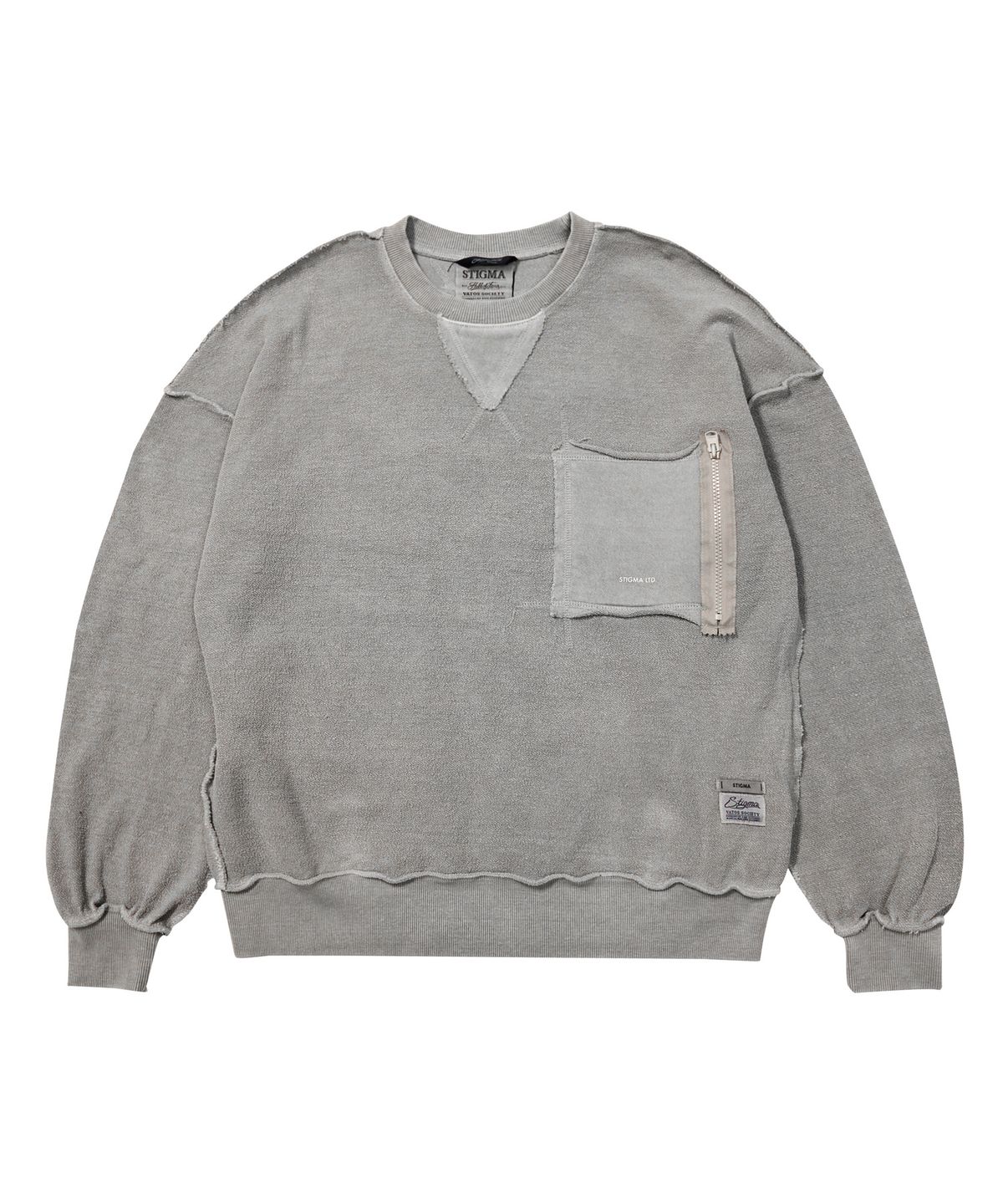 스티그마(STIGMA) INSIDEOUT OVERSIZED PIGMENT CREWNECK V2 GRAY
