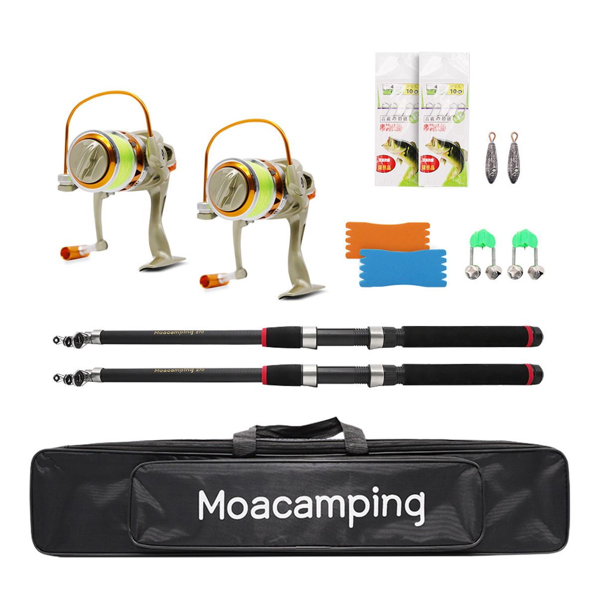 모아캠핑(MOACAMPING) 원투 낚시대 스피닝릴 2세트 / MP-2700