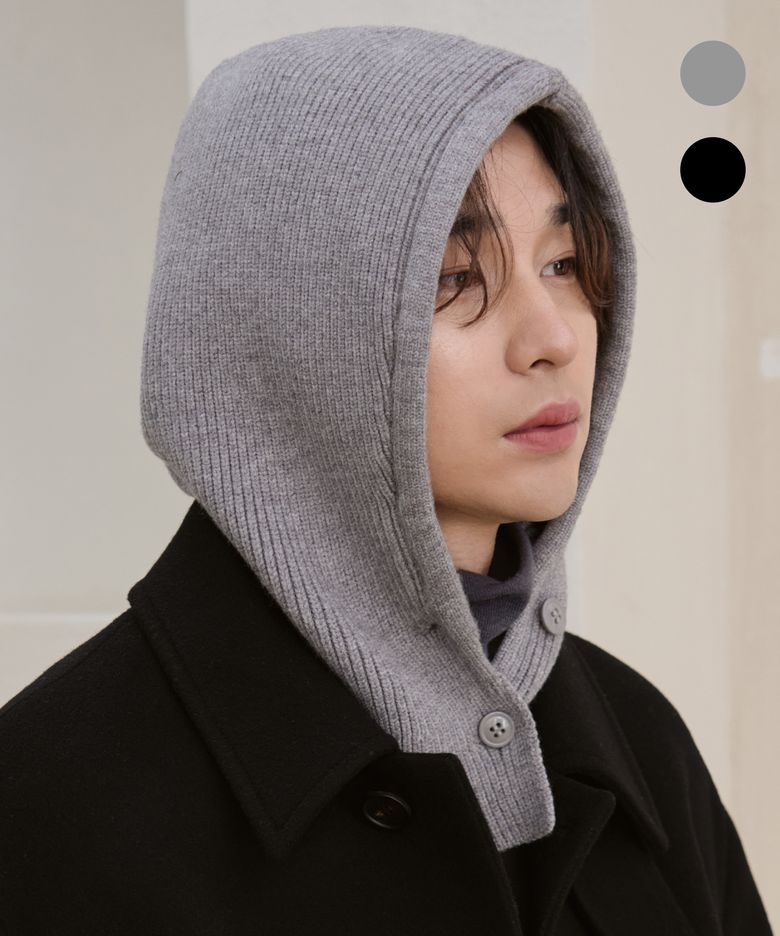 울 니트 버튼 바라클라바 [2COLORS]