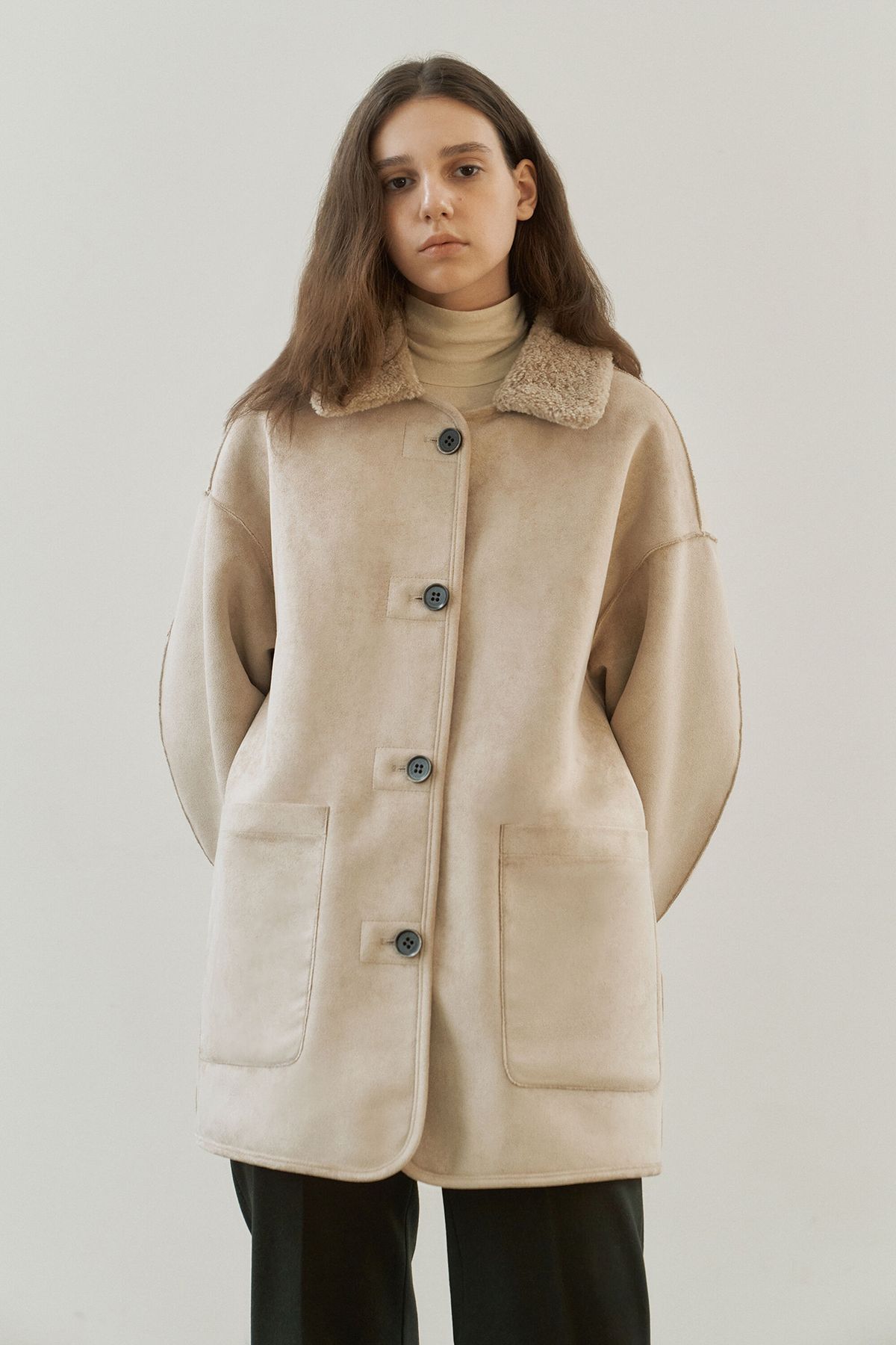 앤니즈(ANDNEEDS) Reversible shearling jacket (beige)