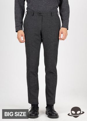 [빅사이즈]캐시필 테이퍼드  체크 히든 밴딩 슬랙스 차콜