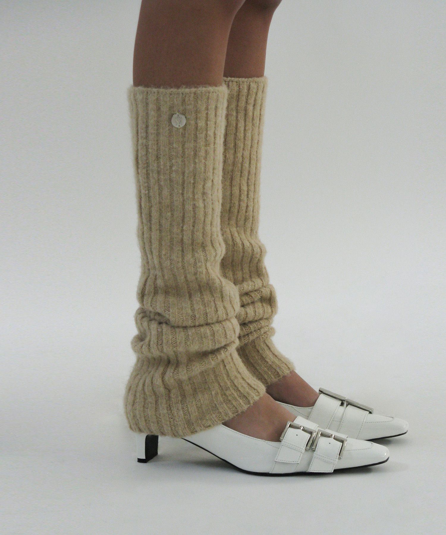 【PARTIMENTO】★ BUTTON POINTED RIBBED LEG WARMER ★ 4 COLOR Lopsity Leg Warmers for Women Knitted Ribbed Stirrup Leg