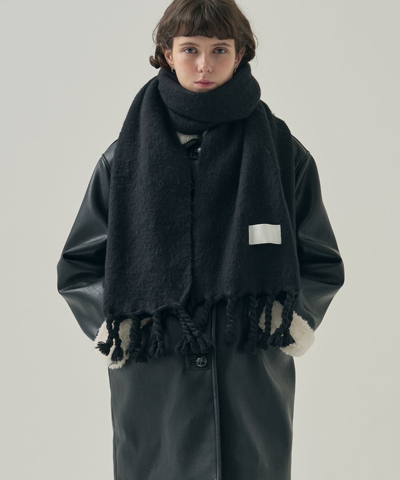 볼드 노티드 롱 머플러 [BLACK]