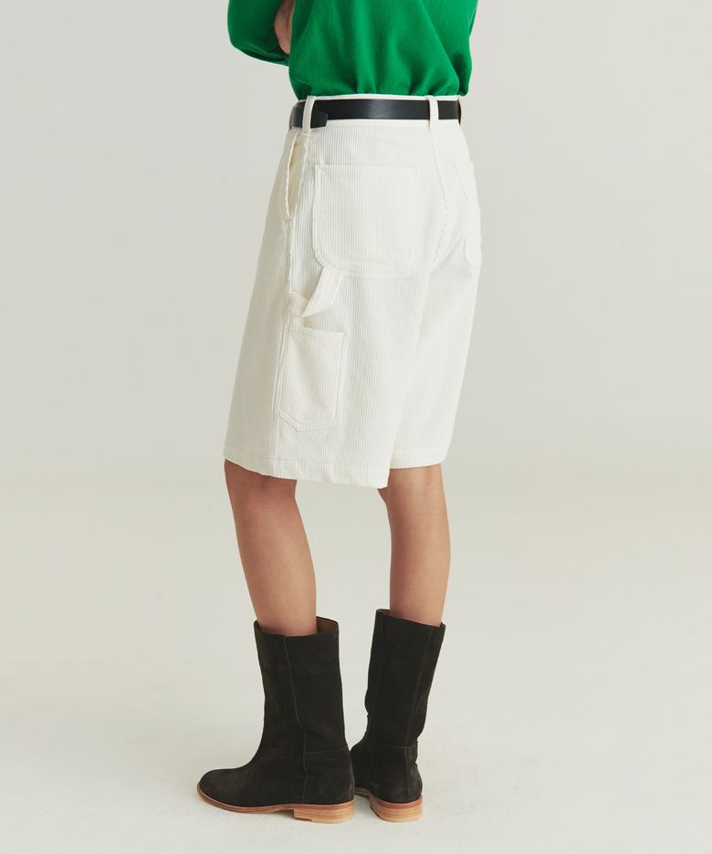 Corduroy Carpenter Half Pants - Creamy White