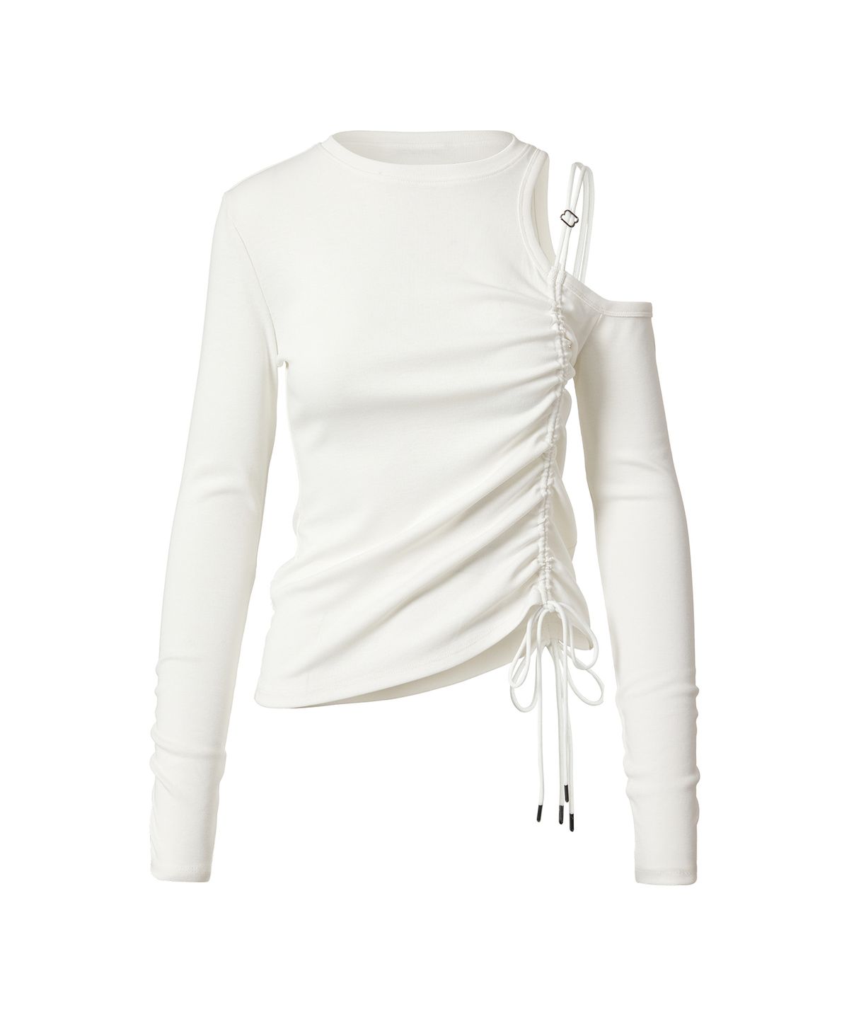드레(DRAE) CUT-OUT DRAWSTRING T-SHIRT_WHITE