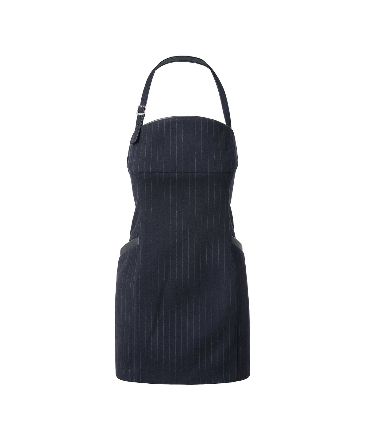 드레(DRAE) STRIPE WOOL-BLEND STRAP DRESS_NAVY
