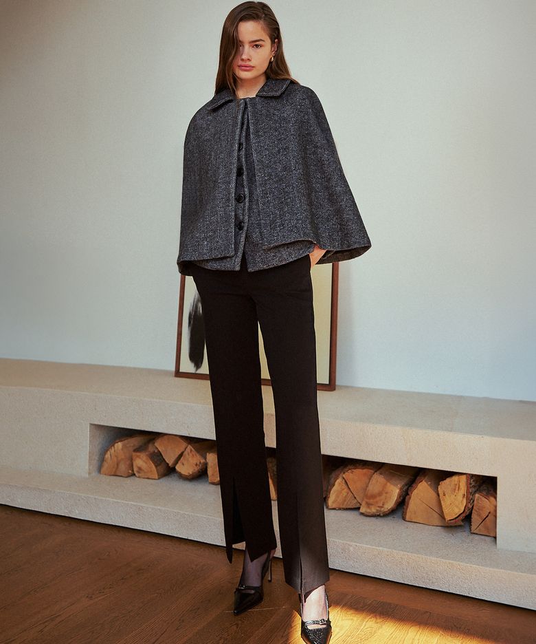 Front slit slim-leg pants