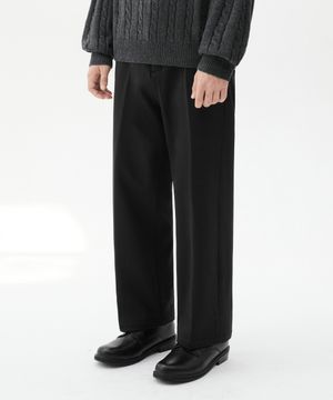 에센셜 세미 와이드 슬랙스 (BLACK)