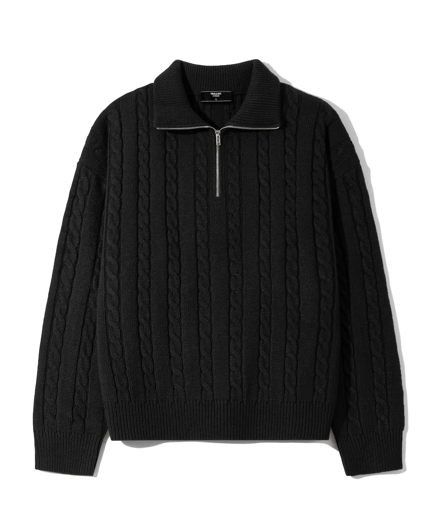 MUSINSA | TRILLION Washable half zip-up collar neck cable