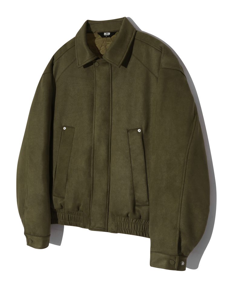 스웨이드 리벳 블루종 집업 자켓 (KHAKI)
