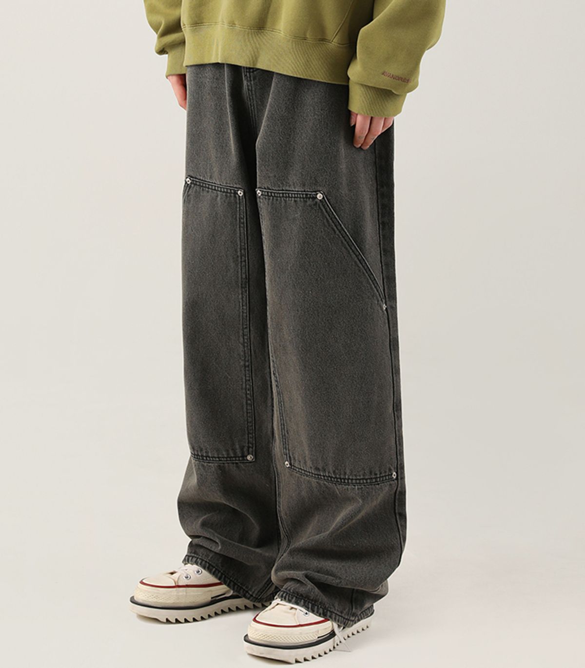어반드레스(AVANDRESS) Carpenter Pocket Denim Pants BLACK