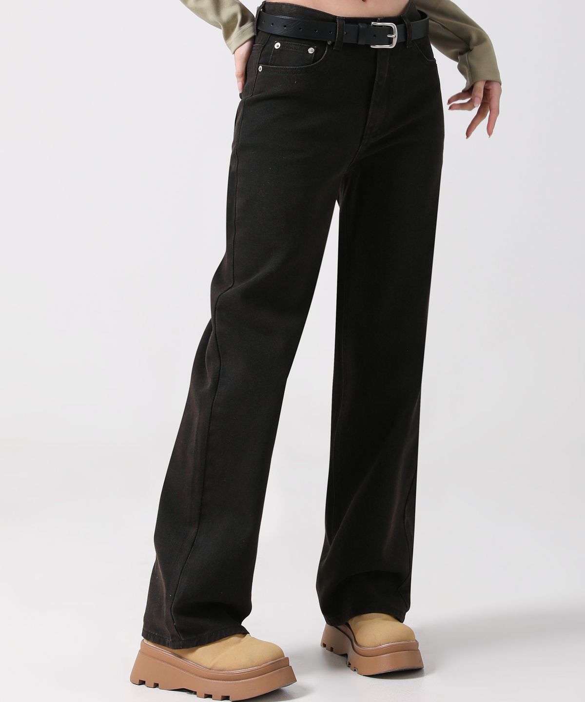 어반드레스(AVANDRESS) STRAIGHT WIDE DENIM PANTS BROWN