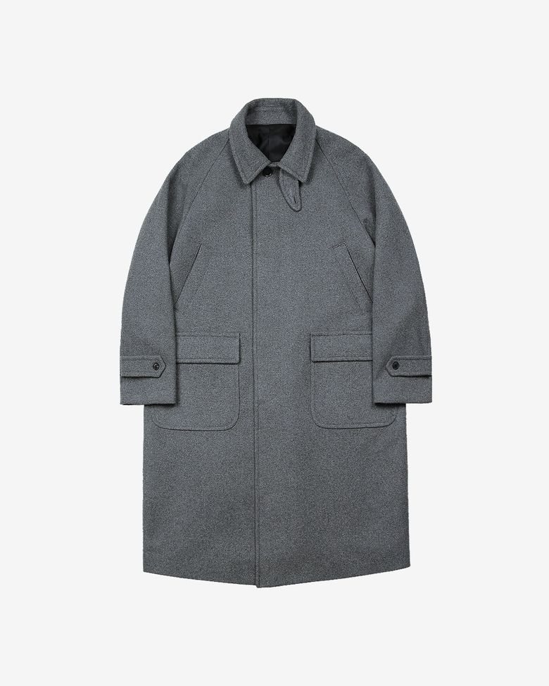 Bonheur Wool Balmacaan Coat (Gray)