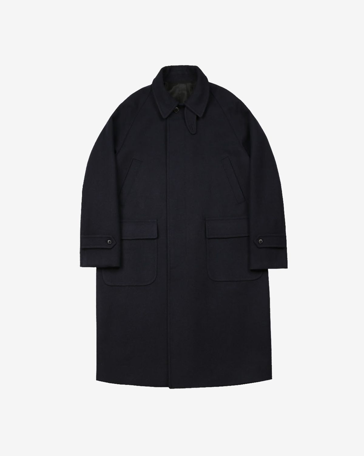 솔티(SORTIE) Bonheur Wool Balmacaan Coat (Navy)