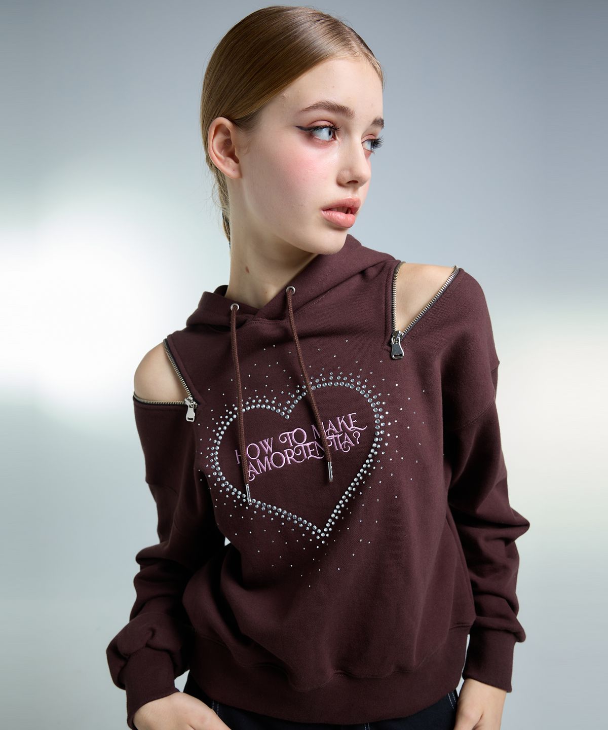 러브이즈트루(LUVISTRUE) AM ZIPPER HOODIE(BROWN)