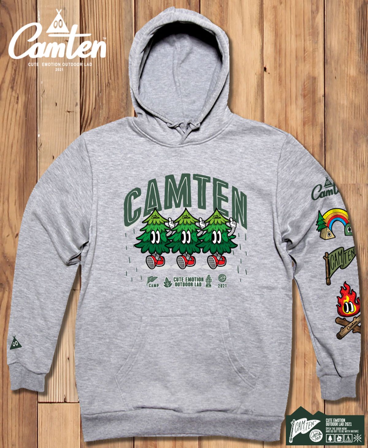 돌돌(DOLDOL) Camten-hoody-55 감성 캠핑 브랜드 캠텐 캐릭터 그래픽 후드티 후드 후디