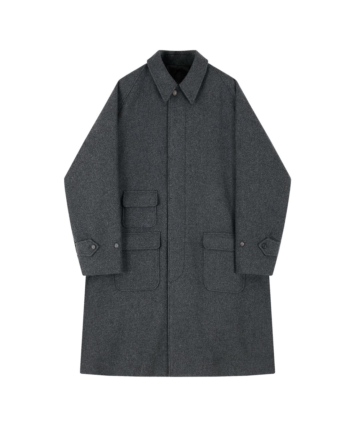 벨리프(BELLIEF) wool Raglan Balmacaan Coat (Charcoal)