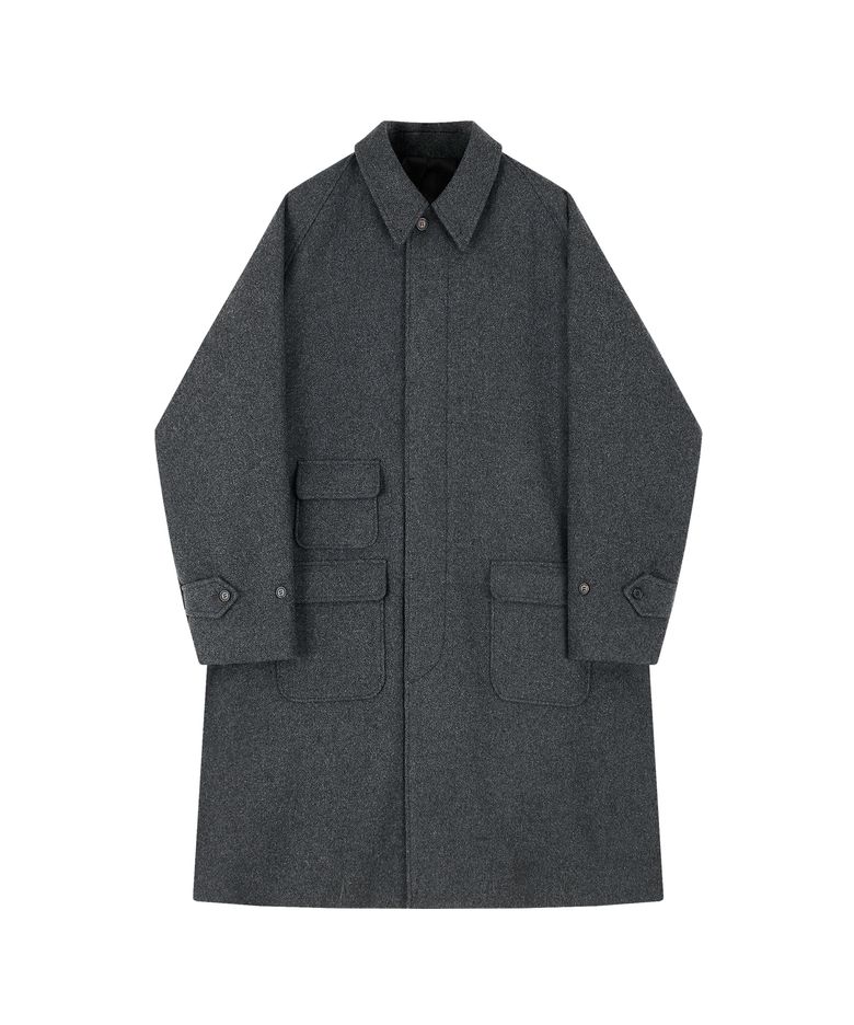 wool Raglan Balmacaan Coat (Charcoal)