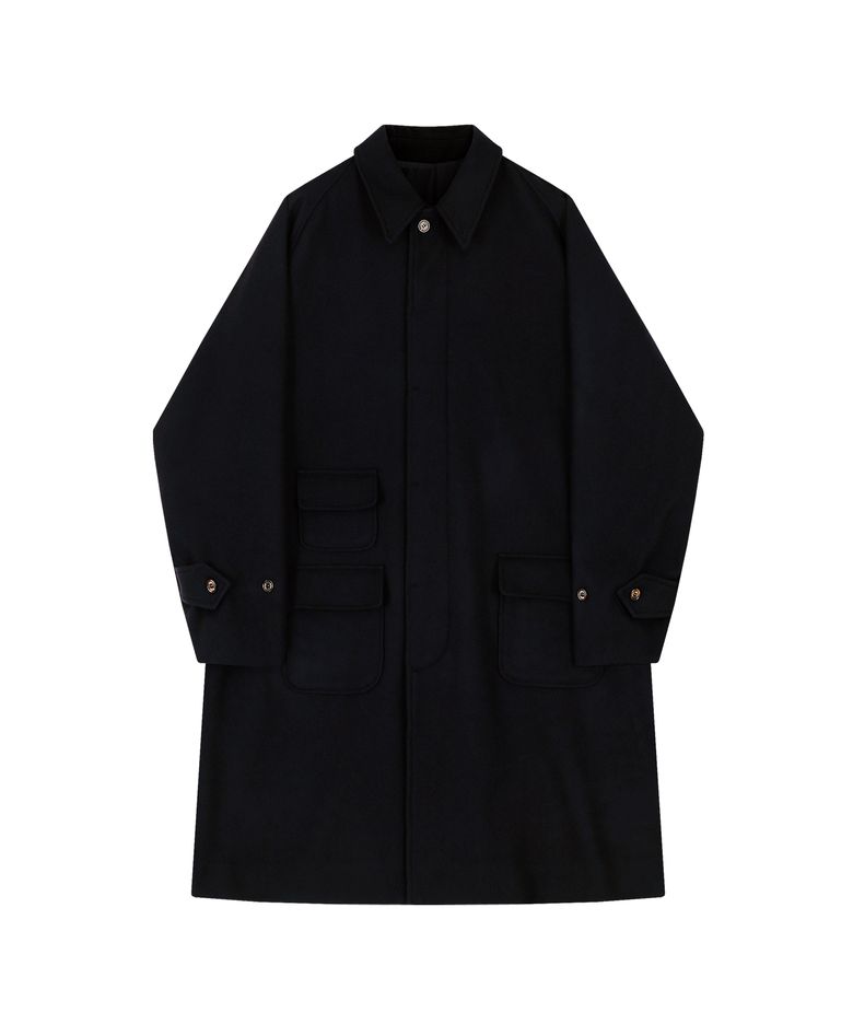 wool Raglan Balmacaan Coat (Navy)