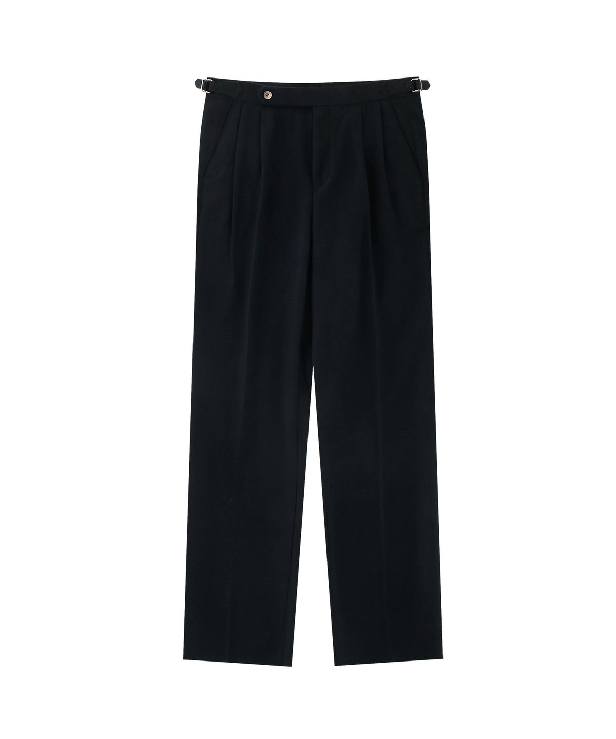 벨리프(BELLIEF) Wool Flannel adjust 2Pleats relaxed Trousers (Navy)