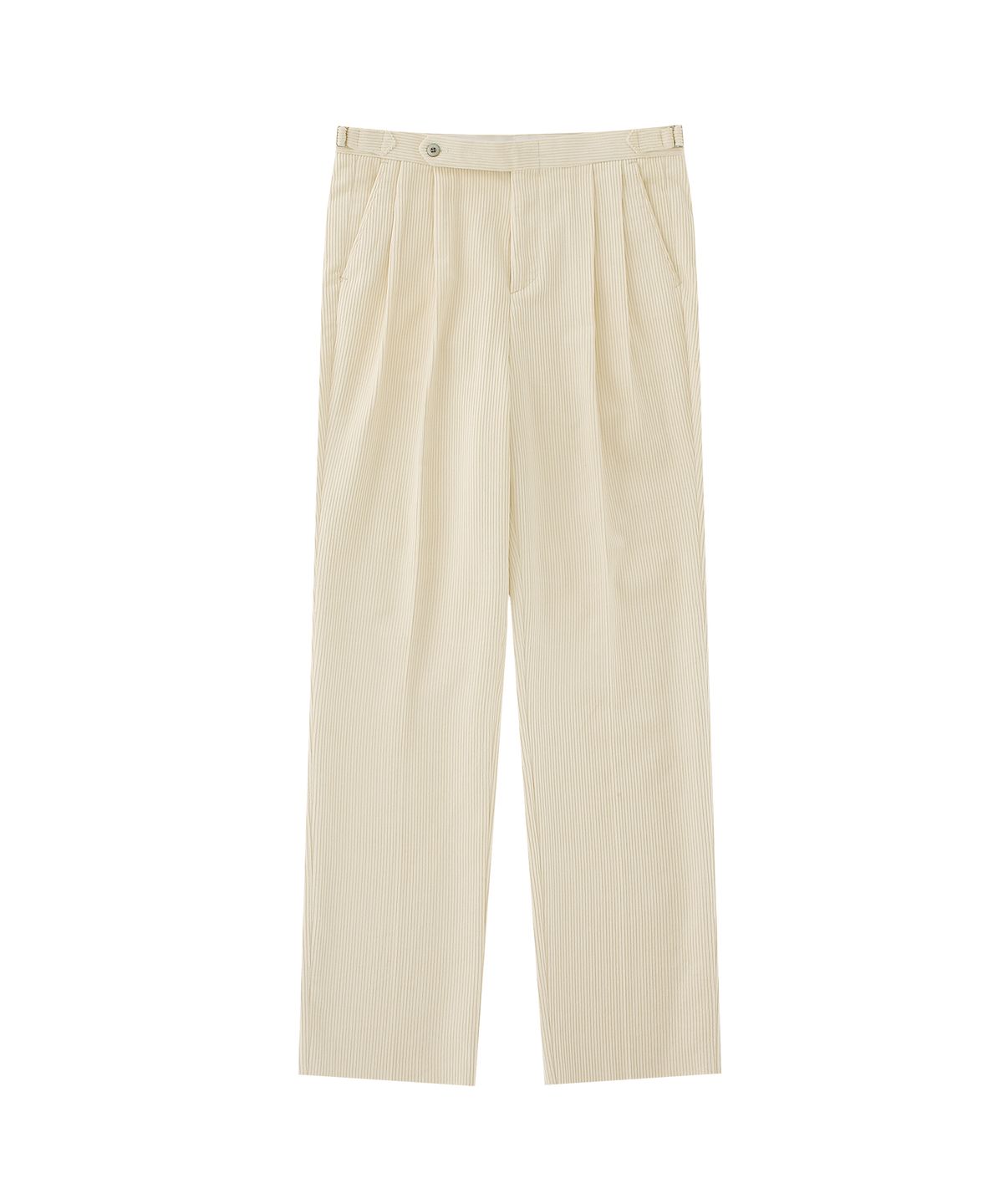 벨리프(BELLIEF) Corduroy adjust 2Pleats relaxed Trousers (Ecru)